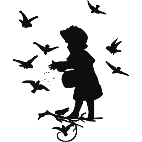 girl silhouette birds flying Thumbnail